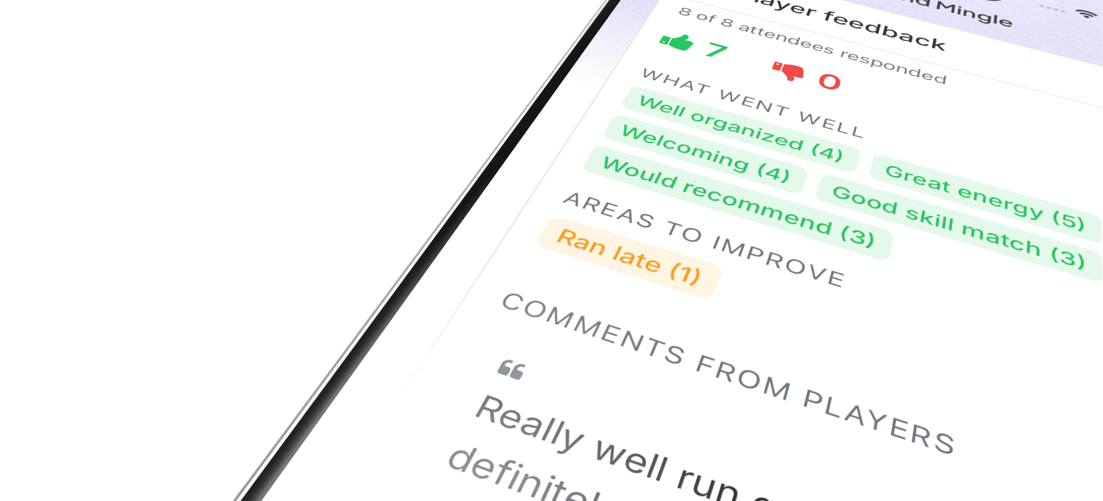 Player feedback screen