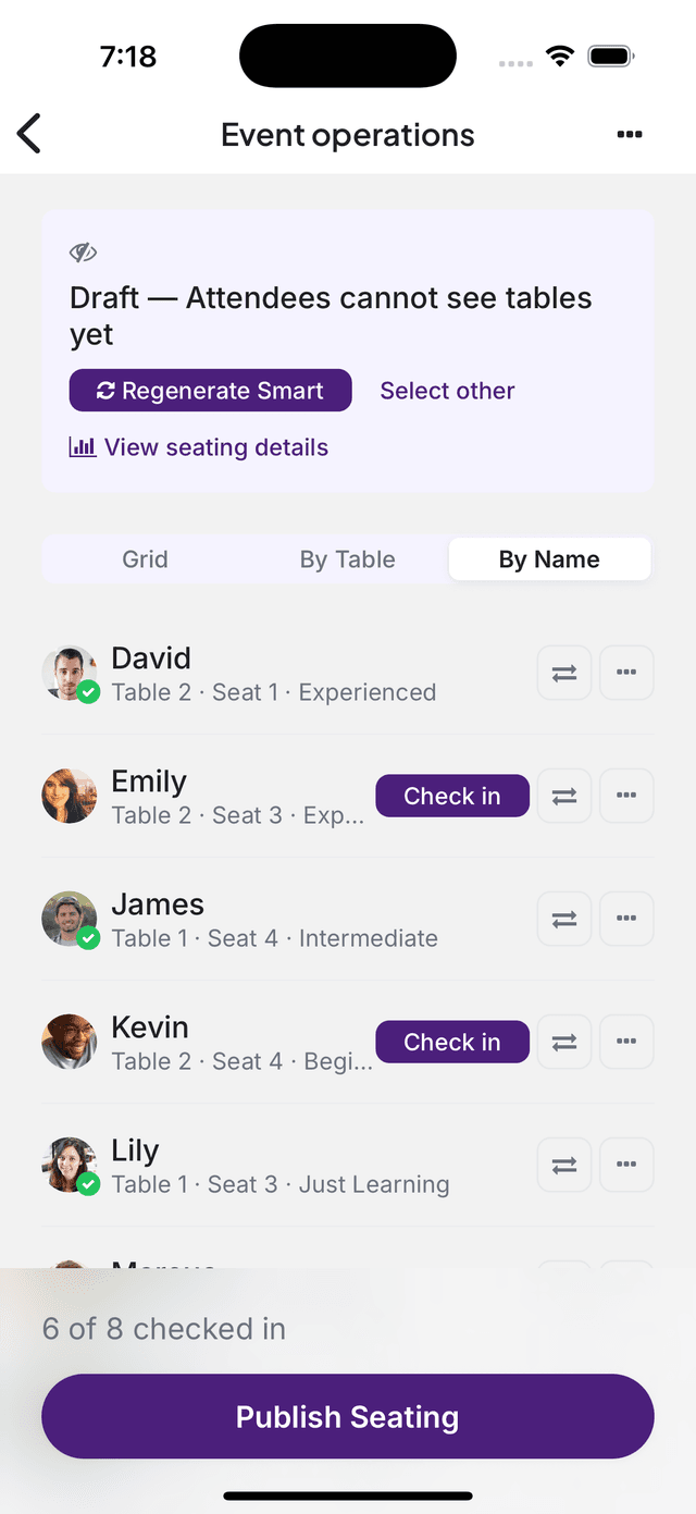 Seating grid screen